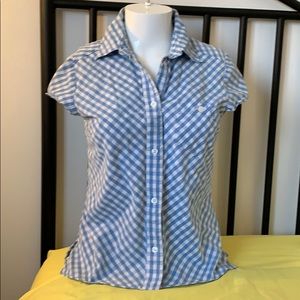 Retro vintage gingham fitted button up shirt